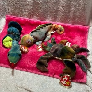 Vintage Beanie Babies Hissy 1997, Iggy 1997, Claude 1996